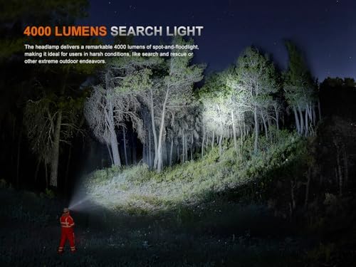 Fenix HP35R SAR Headlamp - Spotlight Floodlight and Flame Retardant with 4000 Lumens