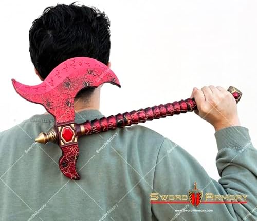 Fantasy Red Demon Axe Foam Replica Medieval Costume Prop