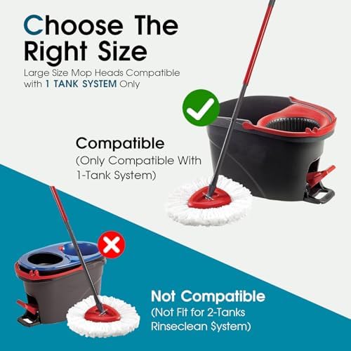 EPSUNORISE 4-Pack Mop Heads Compatible with Triangle Spin Mops