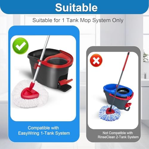 2-Piece Mop Replacement Head Set with Microfiber Rust-Resistant Design