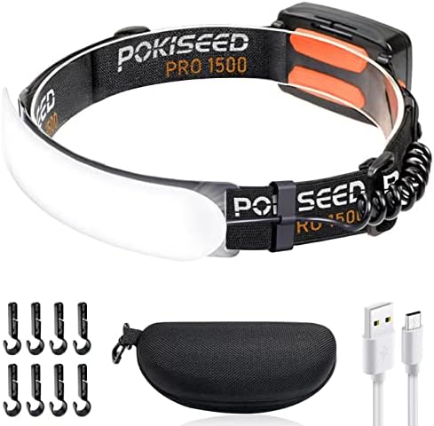 1500 Lumens Reusable Headlamp with 230 Beam for Camping Running Fishing