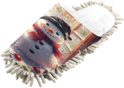 Running Bear White Christmas Snowman Mop Slippers