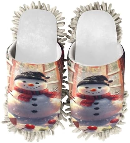 Running Bear White Christmas Snowman Mop Slippers