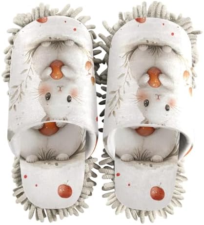 FLildon White Rabbit Microfiber Mop Slippers