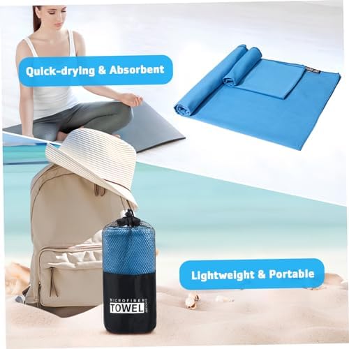 BESPORTABLE Large Quick Dry Towel Set for Beach Gym with Mesh Bag