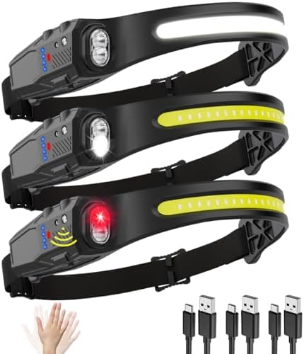 Premium 3-Pack Headlamp Set for Hiking Camping Outdoor Activities