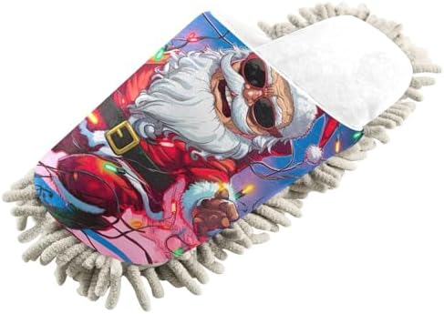 White Light Christmas Santa Mop Slippers for Dusting Cleaning