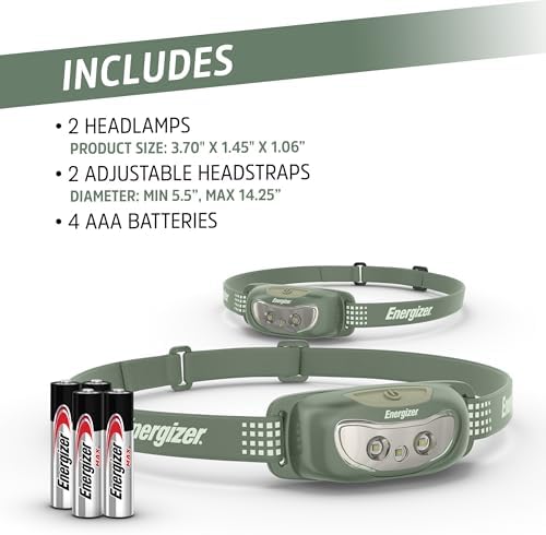 Energizer Universal LED Headlamp - Bright Outdoor Camping Light Pack of 2