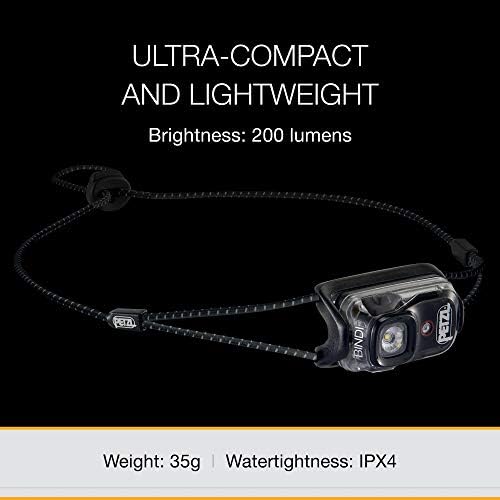 PETZL Bindi Headlamp 5050 Brightness Rechargeable Tilt Lock