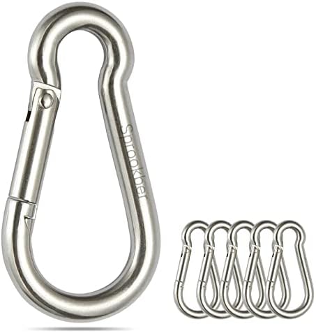 Sprookber 304 Stainless Steel Spring Snap Hook Carabiner Set of 6
