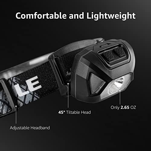 Lepro Rechargeable LED Headlamp - 6 Modes IPX4 Waterproof for Camping Hiking