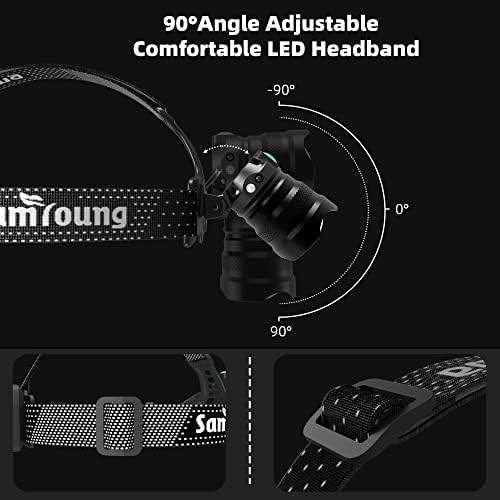 IP67 Waterproof 100000 LM Headlamp 7 Modes 50hr Battery 90 Adjustable Super Bright