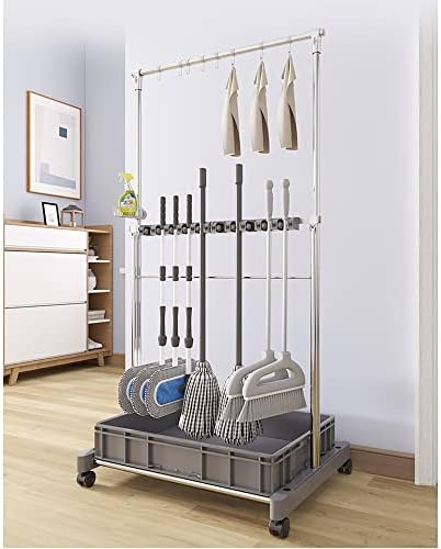 Movable Broom Mop Holder keeps your space tidy