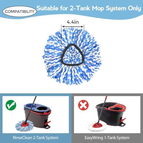 Spin Mop Replacement Head 3 Pack for Rinseclean 2-Tank System