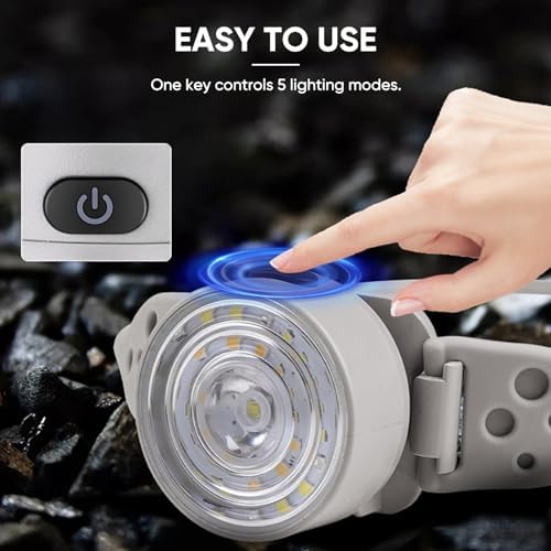 WINDFIRE Mini Headlamp - Rechargeable LED with 5 Modes Adjustable Headband
