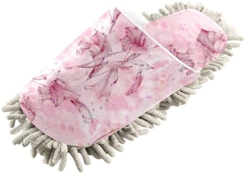 Kigai Microfiber Slippers for Perfect Floor Cleaning Pink Gladiolus Design