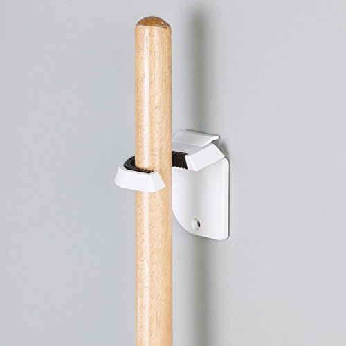 InterDesign Broom Mop Holder White Set of 2