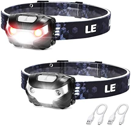 Lighting Ever Rechargeable LED Headlamp - 2-Packs for Camping Hiking