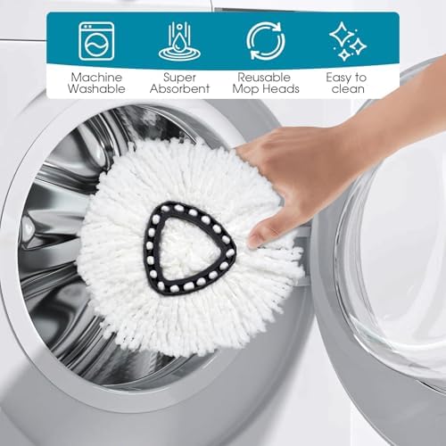 EPSUNORISE 4-Pack Mop Heads Compatible with Triangle Spin Mops