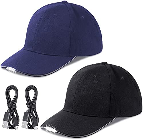 2-Piece LED Baseball Cap with Rechargeable Battery for Outdoor Use