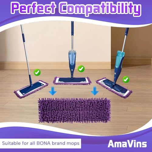 AmaVins 2-Pack Pet System Microfiber Mop Pad with Bona Mop Compatibility