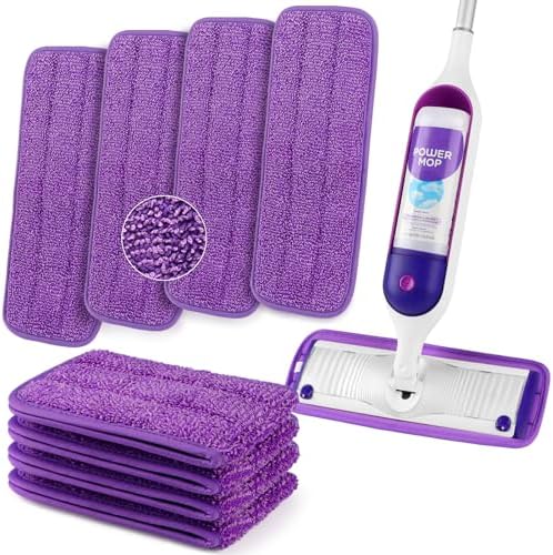 HOMEXCEL 8 Pack Reusable Microfiber Mop Pads for Swiffer PowerMop