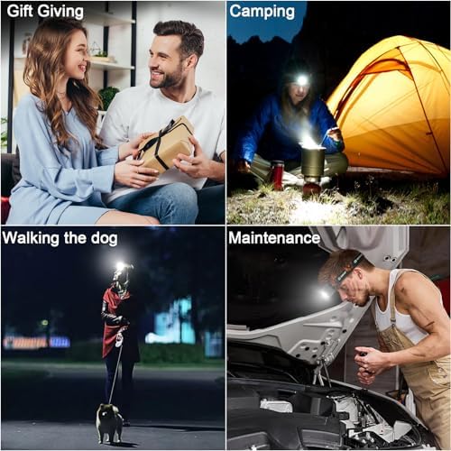 Durable 2-Pack Rechargeable Headlamp with Motion Sensor Long-Press Function
