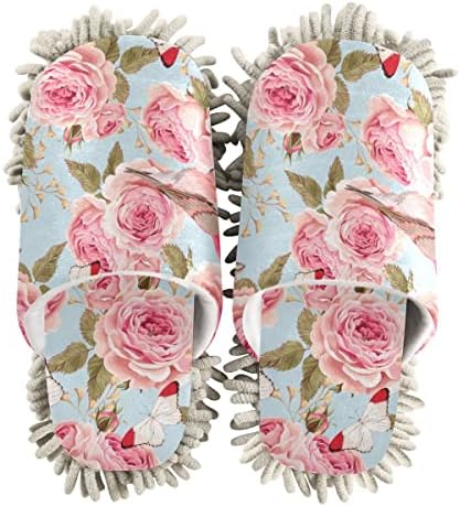 DOMIKING Roses Birds Mop Slipper