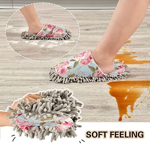 DOMIKING Roses Birds Mop Slipper