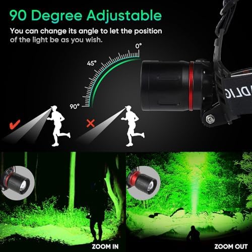 WINDFIRE RedGreen Headlamp 3 Modes Waterproof for Hunting More