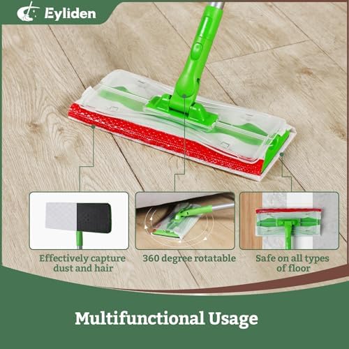 Eyliden Mop with 24 Wet Pads and Refills for Multi Surface Cleaning