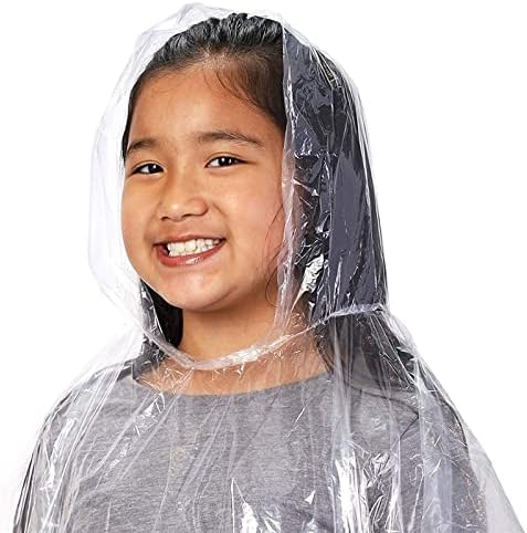 Juvale 10-Pack Disposable Rain Ponchos for Kids - Clear