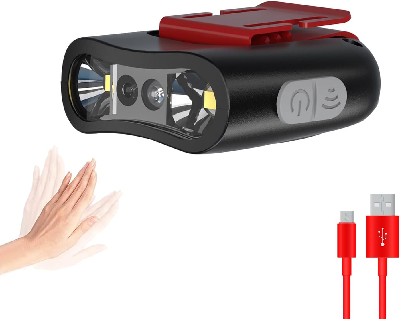 Clipped-on USB-C rechargeable cap light for sports
