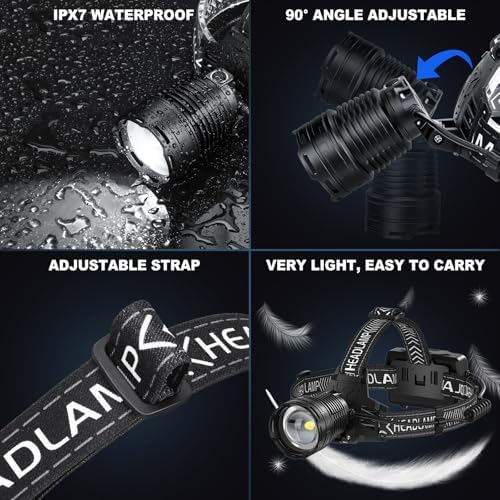 Kungf Rechargeable Headlamp 990000 Lumens Adjustable