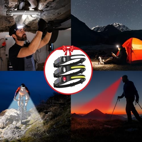 Premium 3-Pack Headlamp Set for Hiking Camping Outdoor Activities