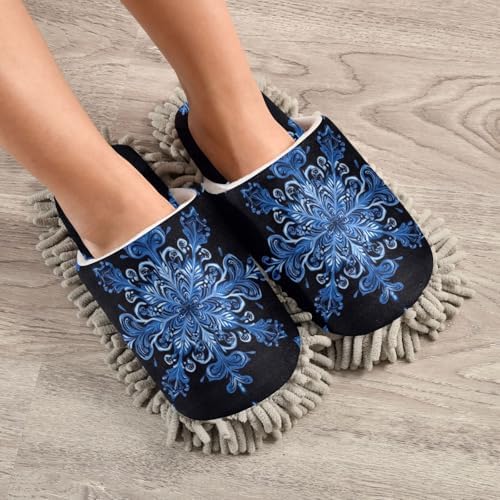 FLildon Microfiber Cleaning Slippers Dustedpressions Navy Blue Washable Mop Slipper for MenWomen