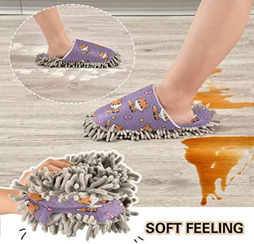 Kawaii Foxes Washable Mop Slippers for Easy Floor Cleaning