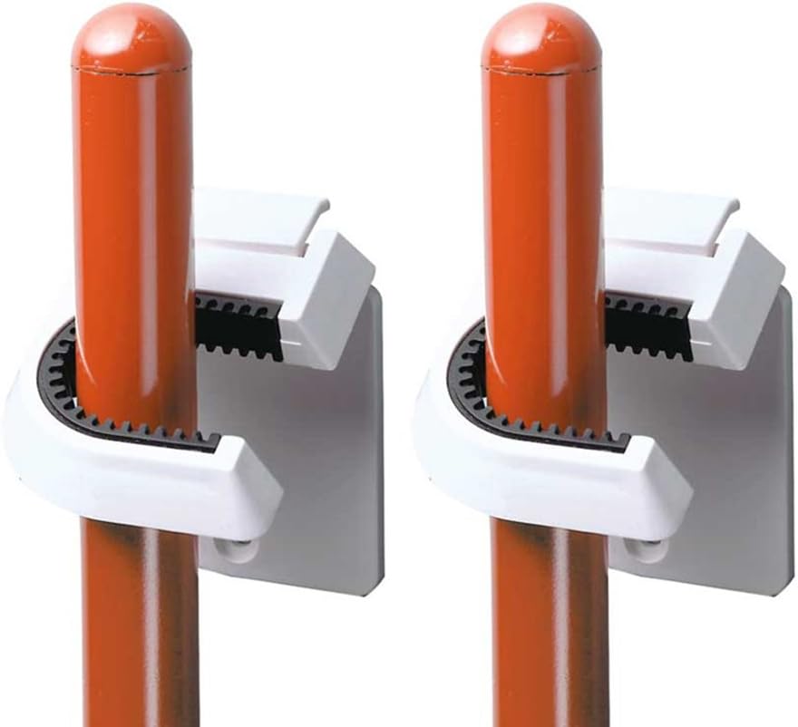 InterDesign Broom Mop Holder White Set of 2
