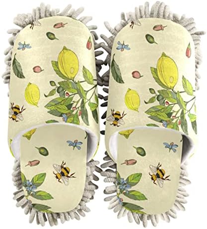 DOMIKING Lemon Bee Floor Slippers for Cleaning Essentials