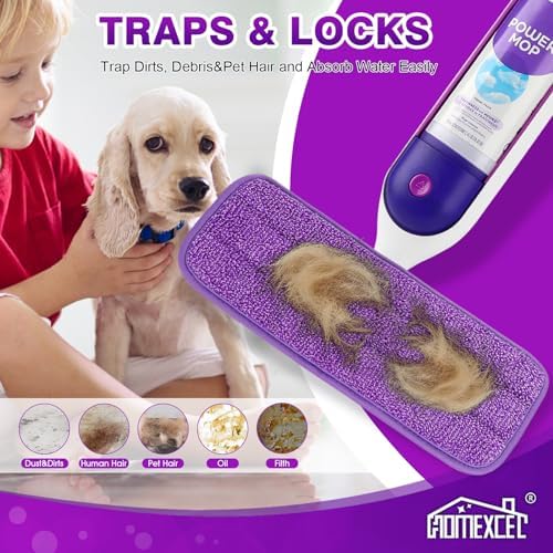 HOMEXCEL 8 Pack Reusable Microfiber Mop Pads for Swiffer PowerMop