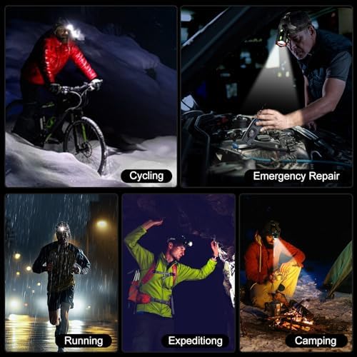 100000 LM Ultra Bright LED Headlamp with Induction Zoom Function IPX67 Waterproof