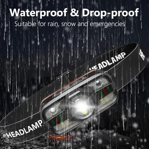 ASORT 2-Pack Rechargeable LED Headlamp 2000 Lumens Waterproof Bright
