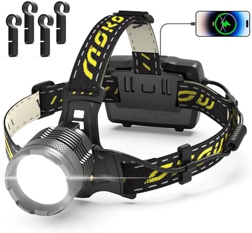 MoKo 150000 Lumen Rechargeable Headlamp with 60H Battery Adjustable Angle Waterproof