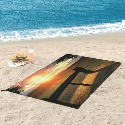 Lonely Bench Sunset Print Quick Dry Towel