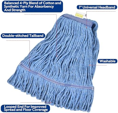 Durable Blue Cotton Mop Head with Loop End - For Commercial Use