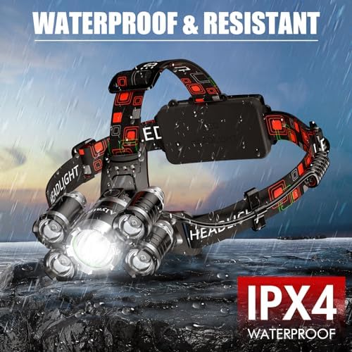 Rechargeable LED Headlamp Adjustable Powerful for Camping Hiking Hunting