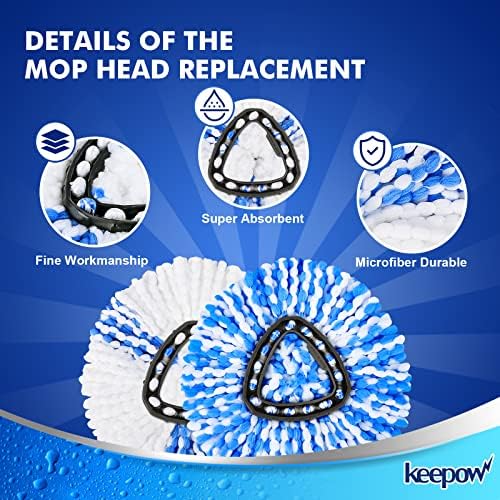 KEEPOW Proactive Microfiber Spincharge BlueWhite Replacement Head