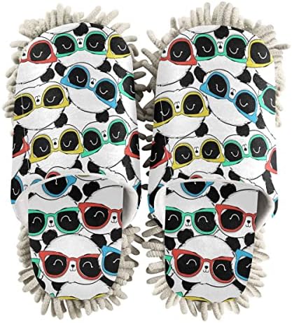 Domino King Panda Mop Slippers Washable Floor Cleaners for Women Kids