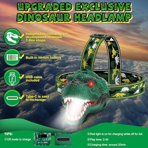 Spray Dinosaur Headlamp 2-Pack