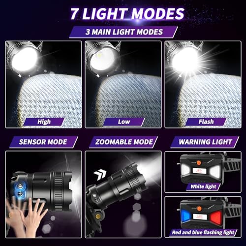 100000 Lumens Spotlight Headlamp for Camping Hunting and Travel